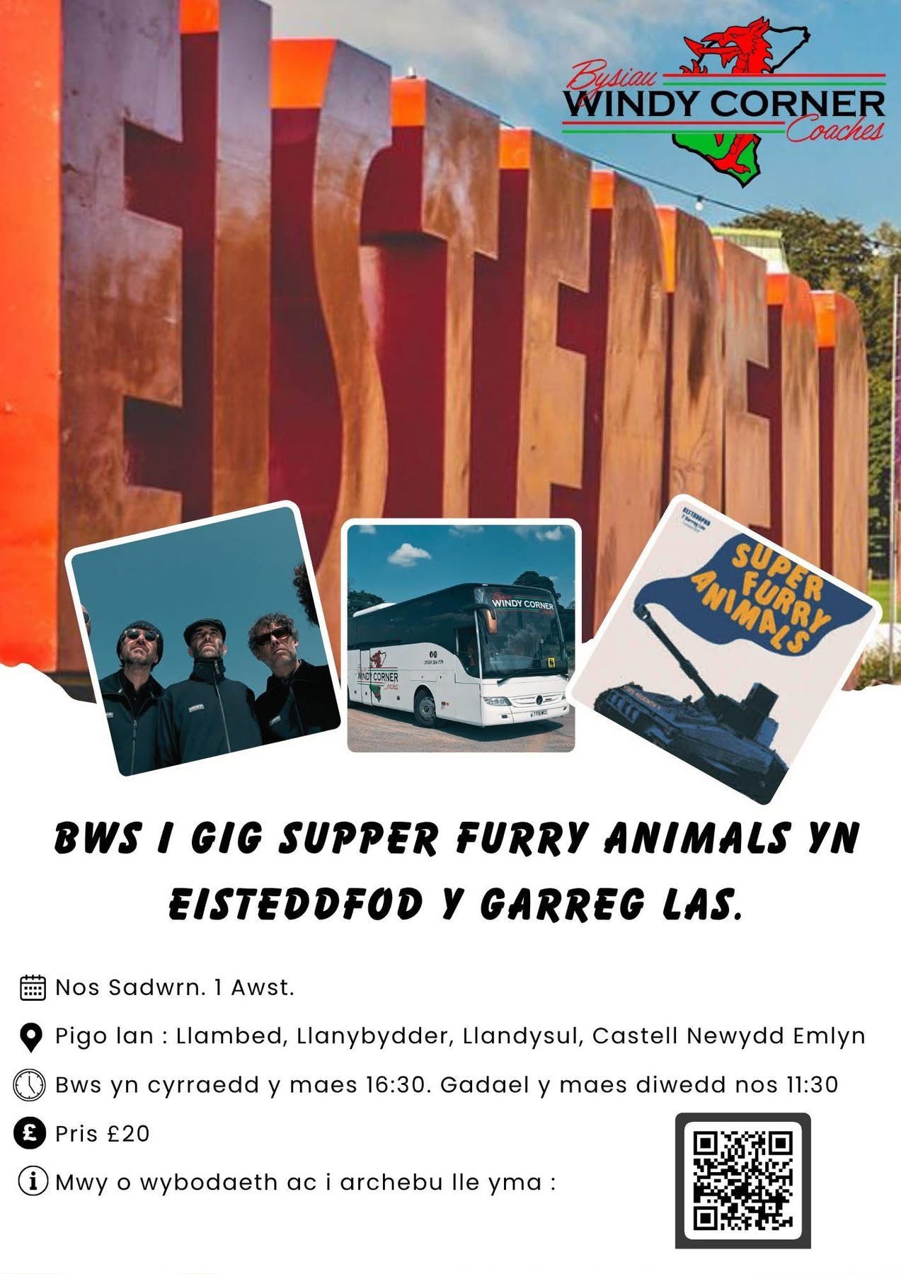 Bws i Gig Super Furry Animals yn Eisteddfod y Garreg Las